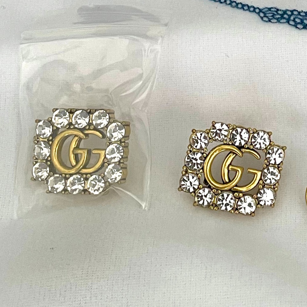 COPY - New Crystsl double G Earrings LAST PAIR